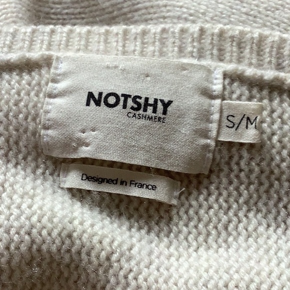 Notshy Cashmere Women’s V Neck Sweater Size S/M in Cream Knit Pullover - Picture 3 of 7